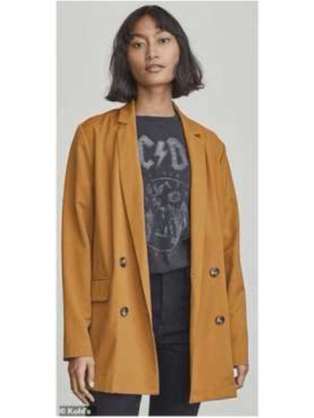 Elizabeth and James Mustard Brown Double Breasted Blazer Sz S